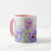 Paarse Pansieën Waterverf Schilderroze Mok (Voorkant links)