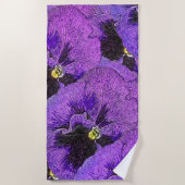 Paarse pansies, abstract schilderij, bloemkunst strandlaken (Voorkant)