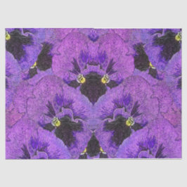 Paarse pansies, abstract schilderij, bloemkunst tissuepapier