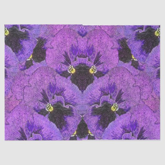 Paarse pansies, abstract schilderij, bloemkunst tissuepapier (Voorkant)