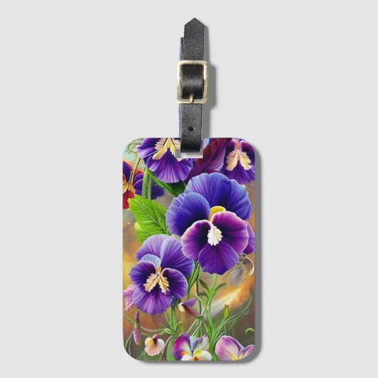 Paarse Pansies - AI ART Bagagelabel (Voorkant (verticaal))