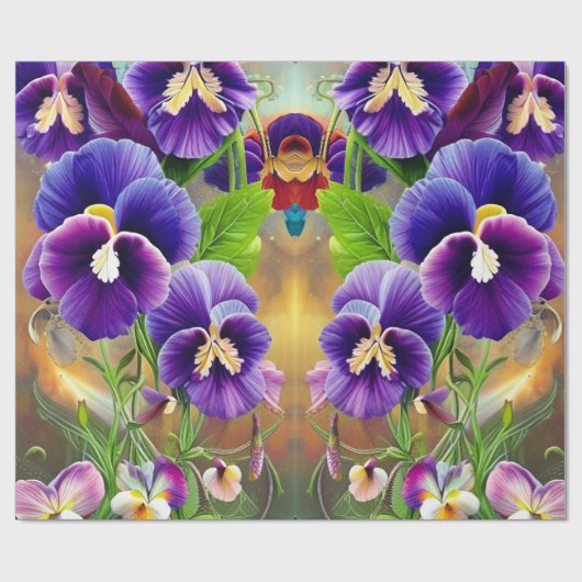 Paarse Pansies - AI ART Cadeaupapier (Vlak)