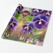 Paarse Pansies - AI ART Cadeaupapier (Uitgerold)