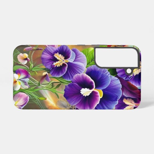 Paarse Pansies - AI ART Samsung Galaxy Hoesje (Achterkant horizontaal)