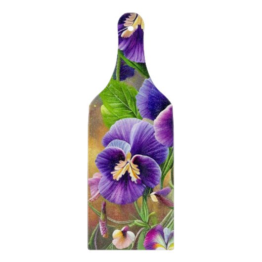 Paarse Pansies - AI ART Snijplank (Voorkant)