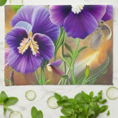 Paarse Pansies - AI ART Theedoek (Gevouwen)