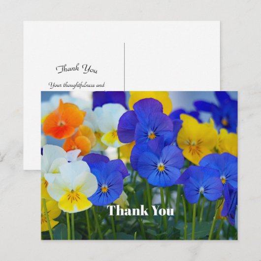  Paarse Pansies Bloemenfoto Dank u Briefkaart (Voorkant / Achterkant)