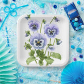 Paarse Pansies Botanische Kunstpapier Borden Papieren Bordje (Feest)