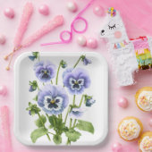 Paarse Pansies Botanische Kunstpapier Borden Papieren Bordje (Feest)