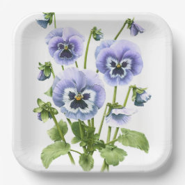 Paarse Pansies Botanische Kunstpapier Borden Papieren Bordje