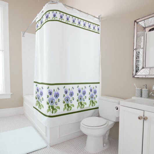 Paarse Pansies Douchegordijn (In situ)