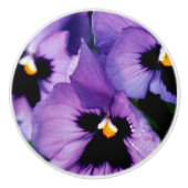 Paarse Pansies Drawer Knob Keramische Knop (Voorkant)