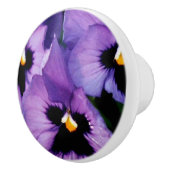 Paarse Pansies Drawer Knob Keramische Knop (Rechts)