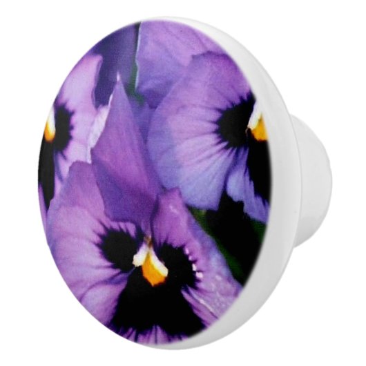 Paarse Pansies Drawer Knob Keramische Knop (Rechts)