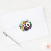 Paarse Pansies en Delicate Varens Ronde Sticker (Envelop)
