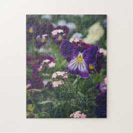 Paarse pansies en roze vergeet-me-nots legpuzzel
