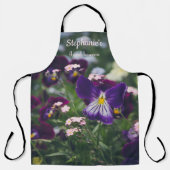 Paarse pansies en roze vergeet-me-nots schort (Voorkant)