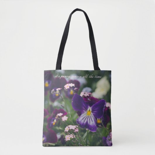 Paarse pansies en roze vergeet-me-nots tote bag (Voorkant)