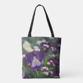 Paarse pansies en roze vergeet-me-nots tote bag (Achterkant)