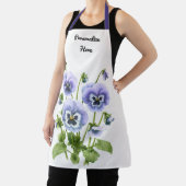 Paarse Pansies Floral Botanical gepersonaliseerd Schort (Insitu)