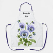 Paarse Pansies Floral Botanical gepersonaliseerd Schort (Voorkant)