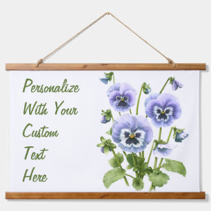 Paarse Pansies Floral Botanische Kunst op maat Hangend Wandkleed