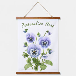 Paarse Pansies Floral Botanische Kunst op maat Hangend Wandkleed