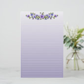 Paarse Pansies Floral Bouquet Briefpapier (Staand voorkant)