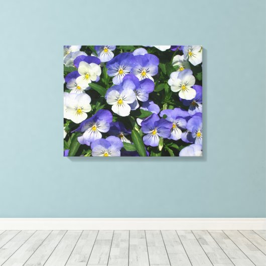 Paarse Pansies Garden Floral Canvas Afdruk (Insitu (Houten vloer))