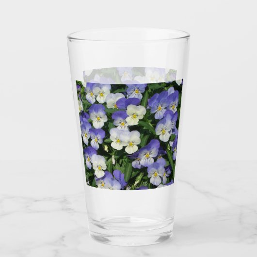 Paarse Pansies Garden Floral Glas (Voorkant)