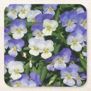 Paarse Pansies Garden Floral Kartonnen Onderzetters