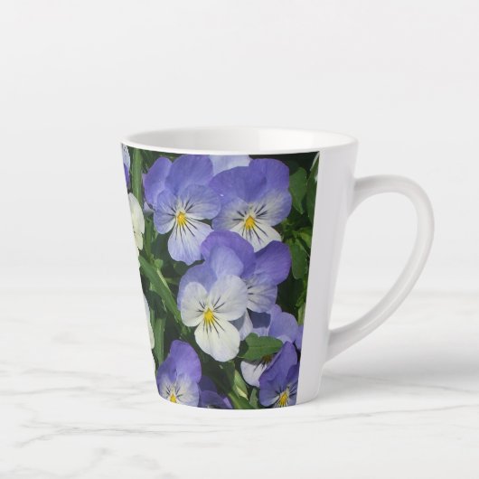 Paarse Pansies Garden Floral Latte Mok (Rechts)
