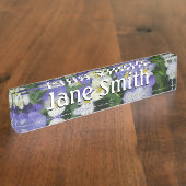 Paarse Pansies Garden Floral Naambordje (Zijkant)