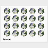 Paarse Pansies Garden Floral Ronde Sticker (Vel)