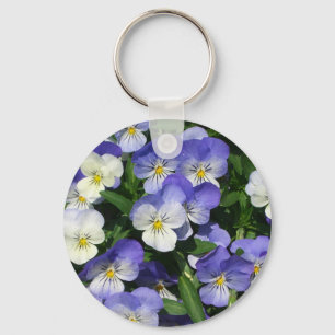 Paarse Pansies Garden Floral Sleutelhanger