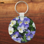 Paarse Pansies Garden Floral Sleutelhanger (Achterkant)