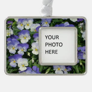 Paarse Pansies Garden Floral Verzilverd Omlijst Ornament