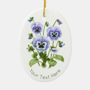 Paarse Pansies Gepersonaliseerd Keramisch Ornament