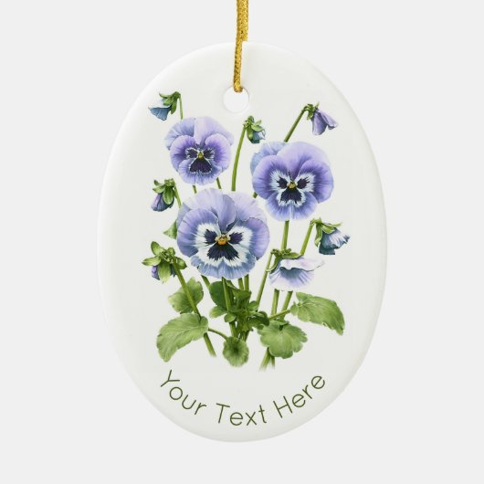 Paarse Pansies Gepersonaliseerd Keramisch Ornament (Voorkant)