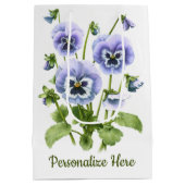 Paarse Pansies Gepersonaliseerd Medium Cadeauzakje (Achterkant)