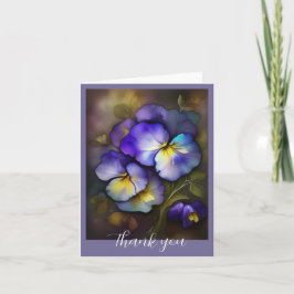 Paarse pansies gevouwen bedankkaart
