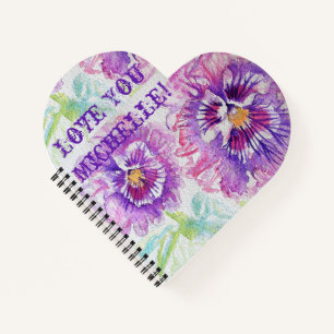 Paarse Pansies houden van je bloemnaam Love Notebo Notitieboek