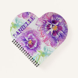 Paarse Pansies houden van je pooyflory naam Notitieboek