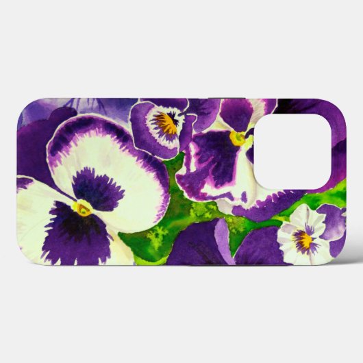 Paarse Pansies in Waterverf Case-Mate iPhone Case (Achterkant (horizontaal))