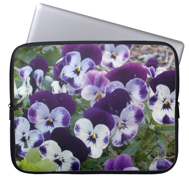 Paarse  Pansies, Laptop Sleeve (Voorkant)
