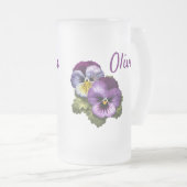  Paarse Pansies Matglas Bierpul (Voorkant rechts)