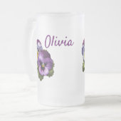  Paarse Pansies Matglas Bierpul (Voorkant links)