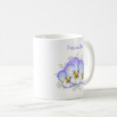 Paarse Pansies met naam Koffiemok (Voorkant rechts)