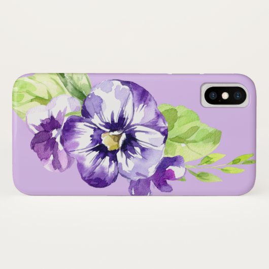 Paarse Pansies op lavenaarscel Case-Mate iPhone Case (Achterkant (horizontaal))