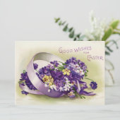 Paarse Pansies Paaswensen Custom Feestdagenkaart (Staand voorkant)